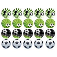 TGool4 set 20 mini discuri cupcake toppers din vafa cu mingii de fotbal D5cm